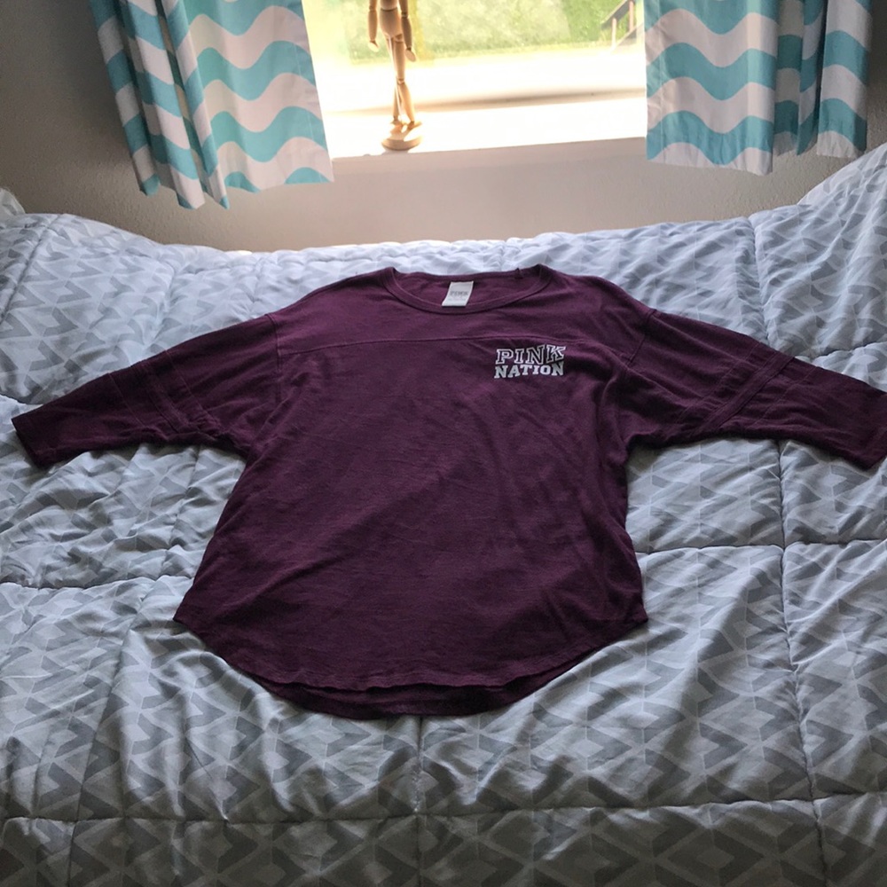 3/4 sleeve maroon PINK shirt